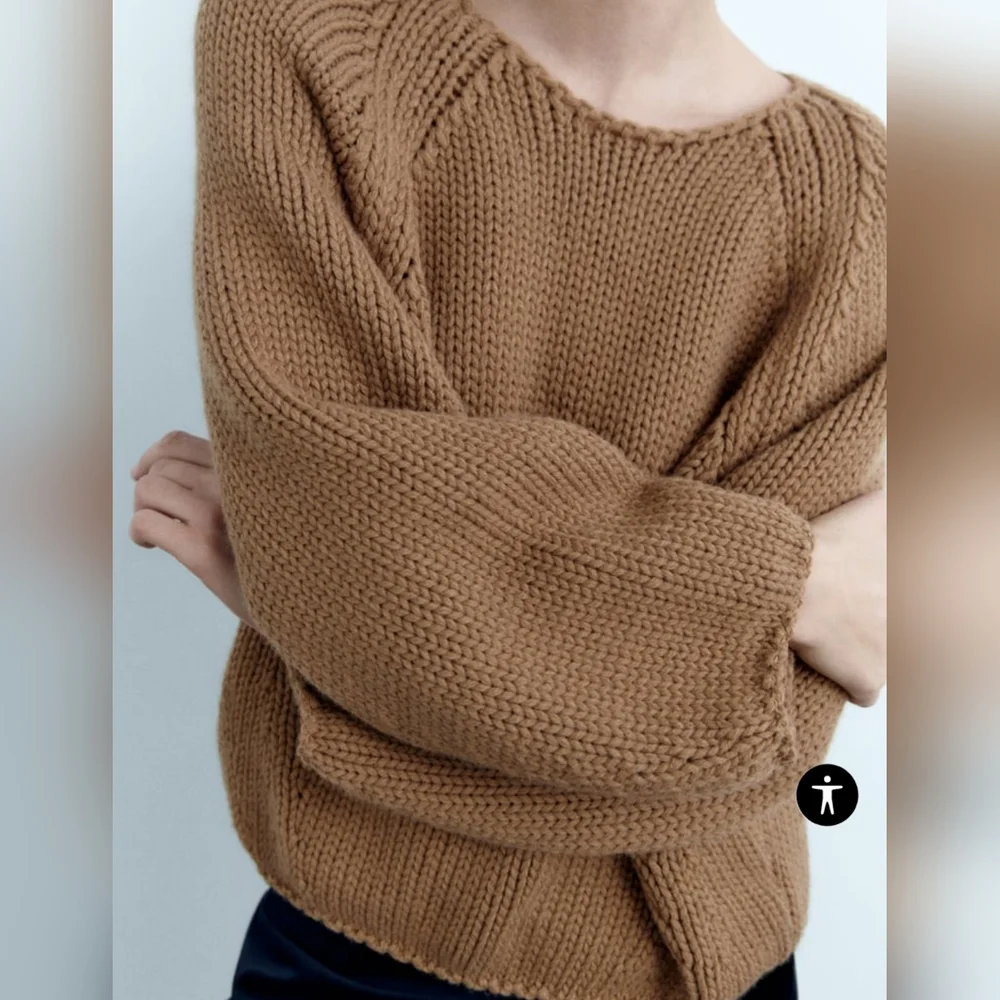 (354) NWT ZARA Oversized Knit Sweater, Size S - Picture 3 of 9